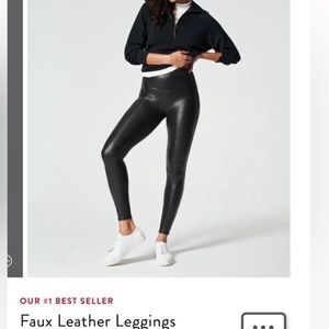 Spanx Faux Leather Leggings shaping sleek look smoothing fabric slimming sexy M